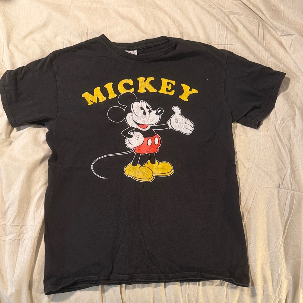 Disney Black Mickey Mouse T-Shirt with Yellow Accents